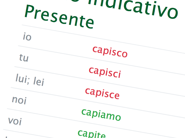 Vervoegingen van italiaanse werkwoorden